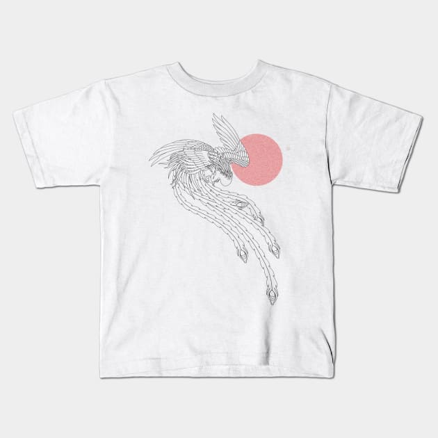 Phoenix and red sun Kids T-Shirt by Blacklinesw9